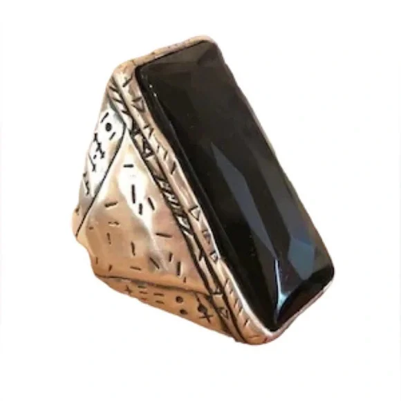 Ring Silpada Black Tie Ring. Onyx and Sterling Silver size 9 1/2 - Picture 4 of 7
